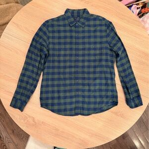 J. Crew Navy and Olive Plaid Men's Shirt
